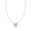 Ezüst nyaklánc rózsaszín szív alakú medállal