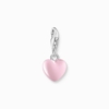 Charm medál, rózsaszín szív alakú, ezüst