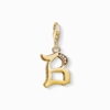 B betű aranyozott charm cirkónia kővel