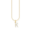 Aranyozott nyaklánc K betűs medállal és fehér cirkóniával